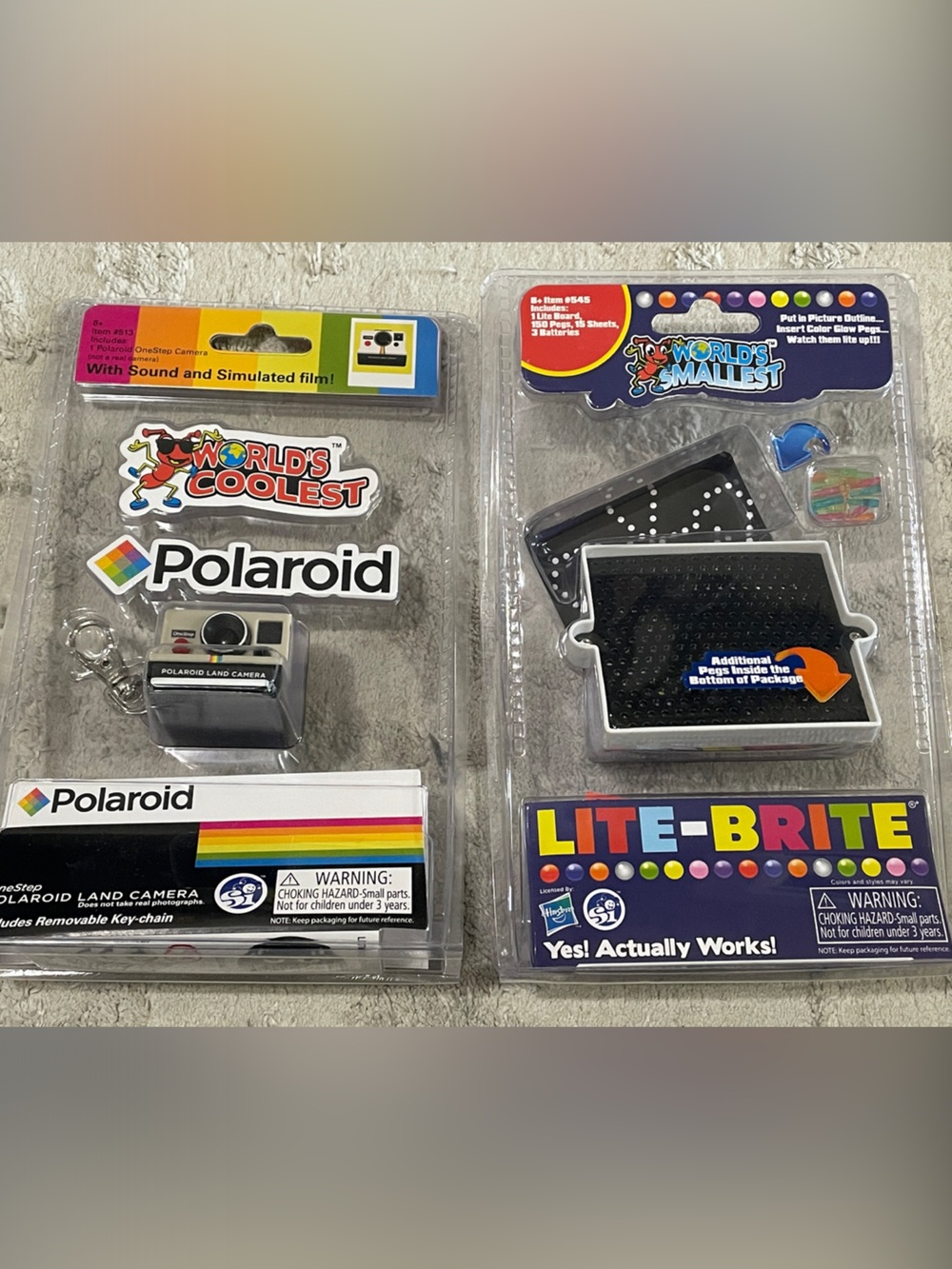 World’s Coolest Polaroid Camera keychain & World’s Smallest Lite-Brite